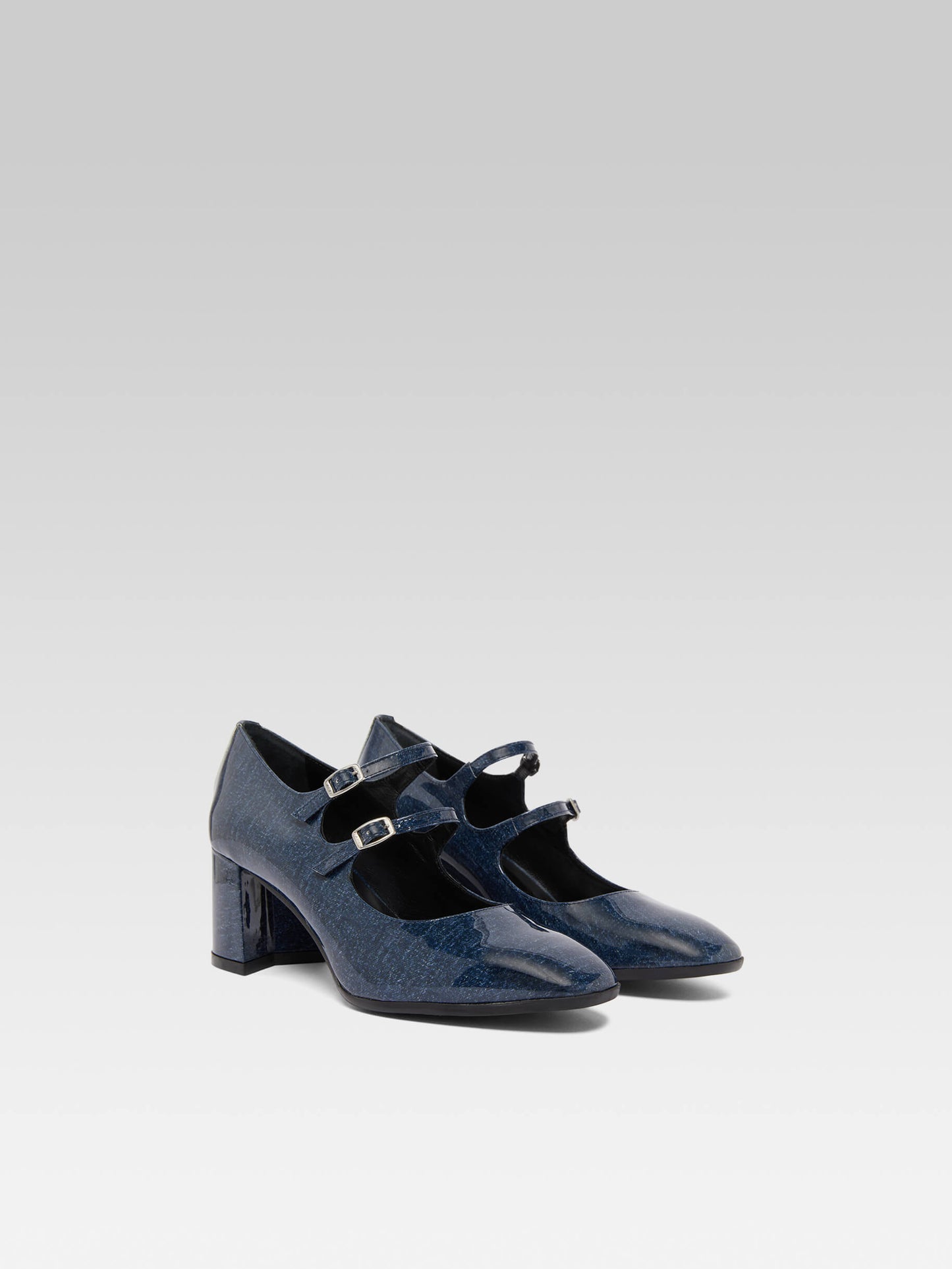 Alice - Escarpins babies cuir verni upcyclé jean