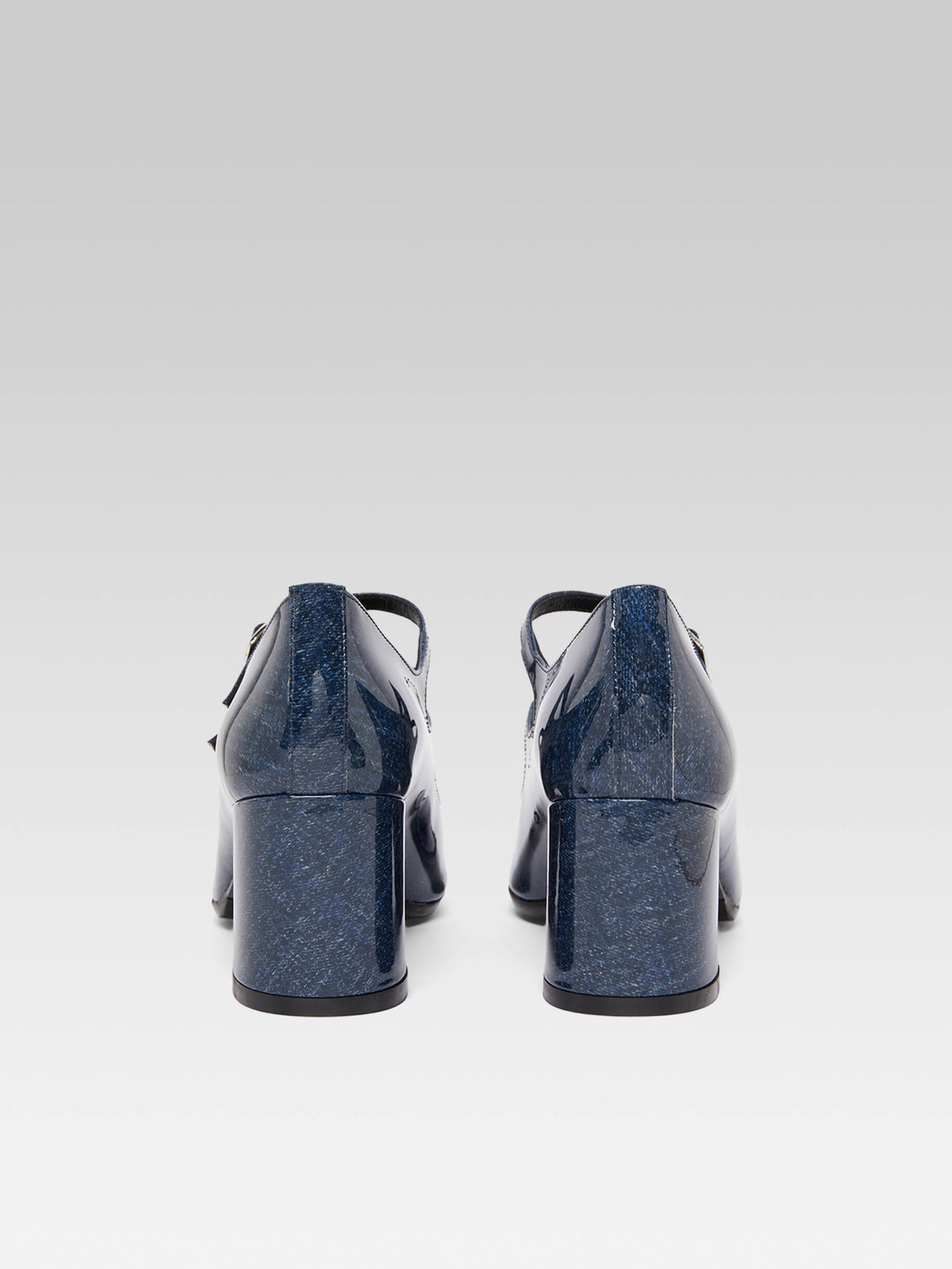 Alice - Escarpins babies cuir verni upcyclé jean
