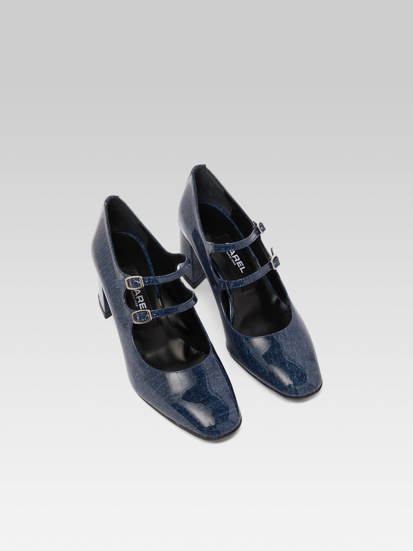 Alice - Escarpins babies cuir verni upcyclé jean