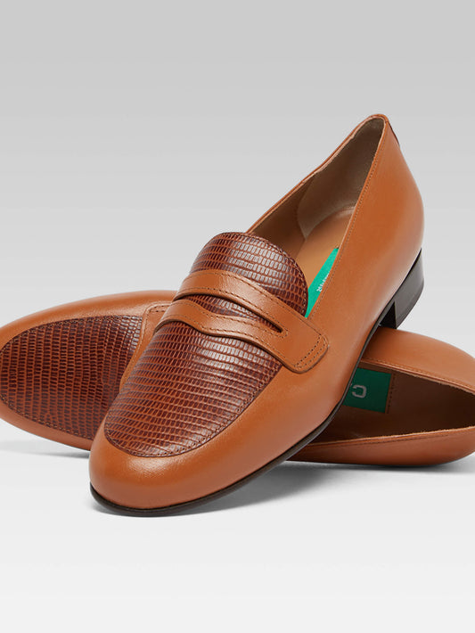 2100 - Bi cognac upcycled leather loafers - Image number 2