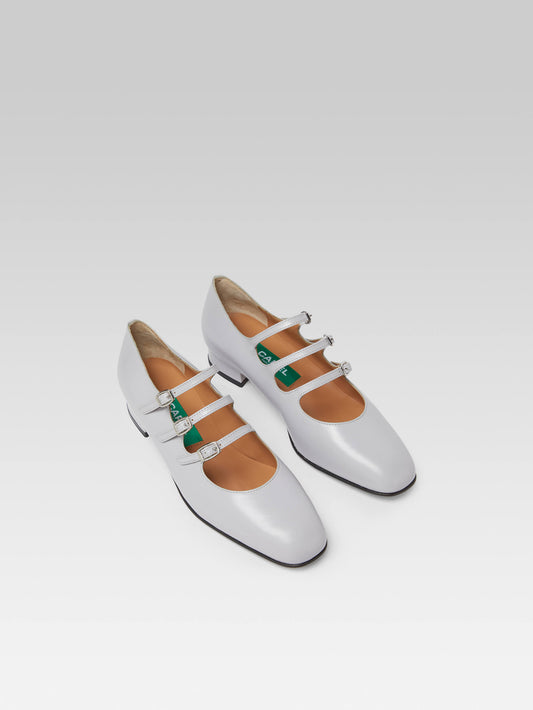 Ariana - Gray upcycled leather Mary Janes ballet flats - Image number 4