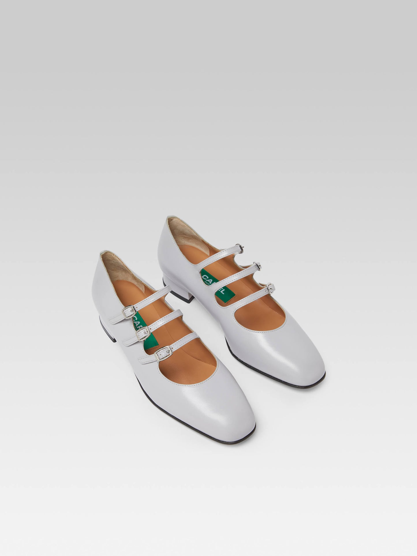 Ariana - Gray upcycled leather Mary Janes ballet flats