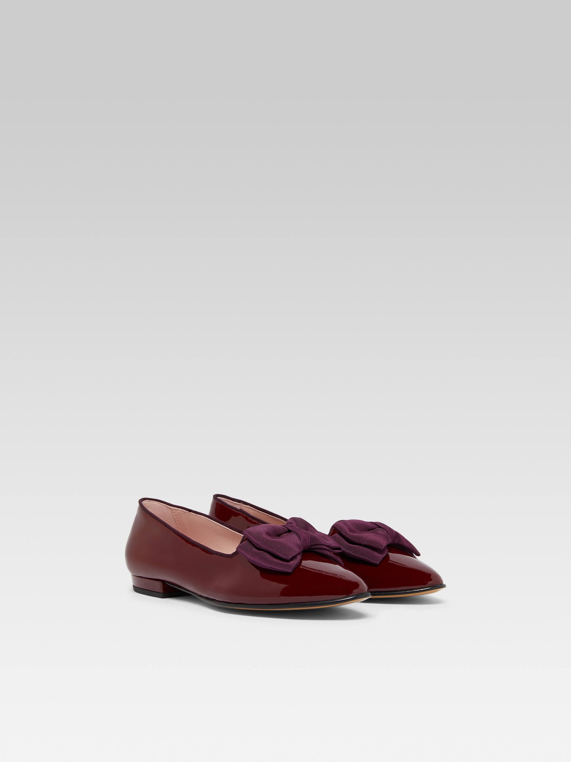 Marquis - Ballerines à noeud cuir verni bordeaux - Image numéro 6