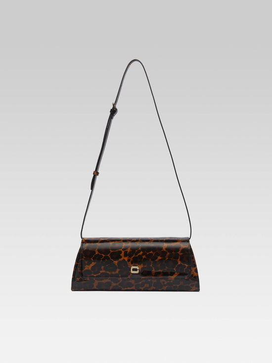 carel Madeleine - Sac épaule cuir verni léopard