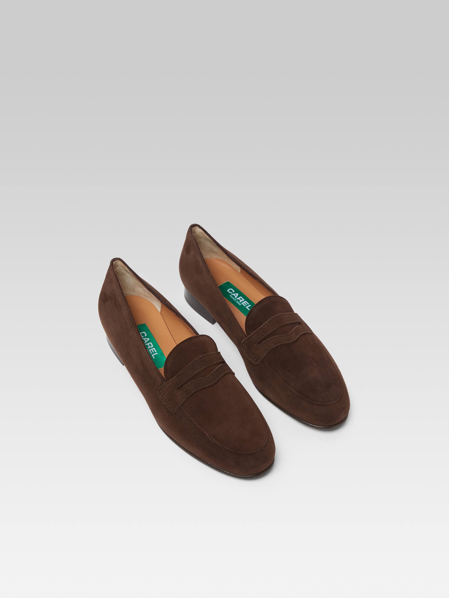 2100 Brown upcycled suede leather loafers