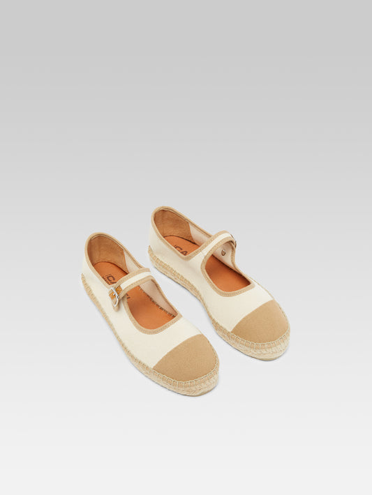 Colza - Bi-beige Mary janes canvas espadrilles - Image number 3