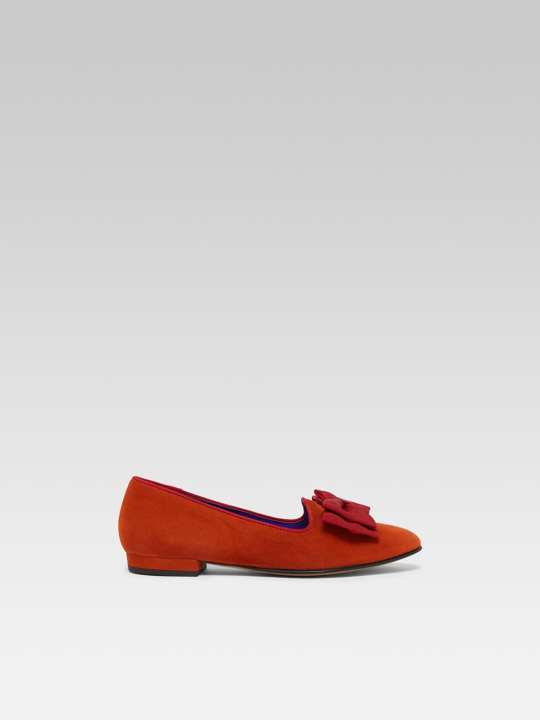 Marquis - Ballerines à noeud cuir velours upcyclé ocre - Image numéro 1