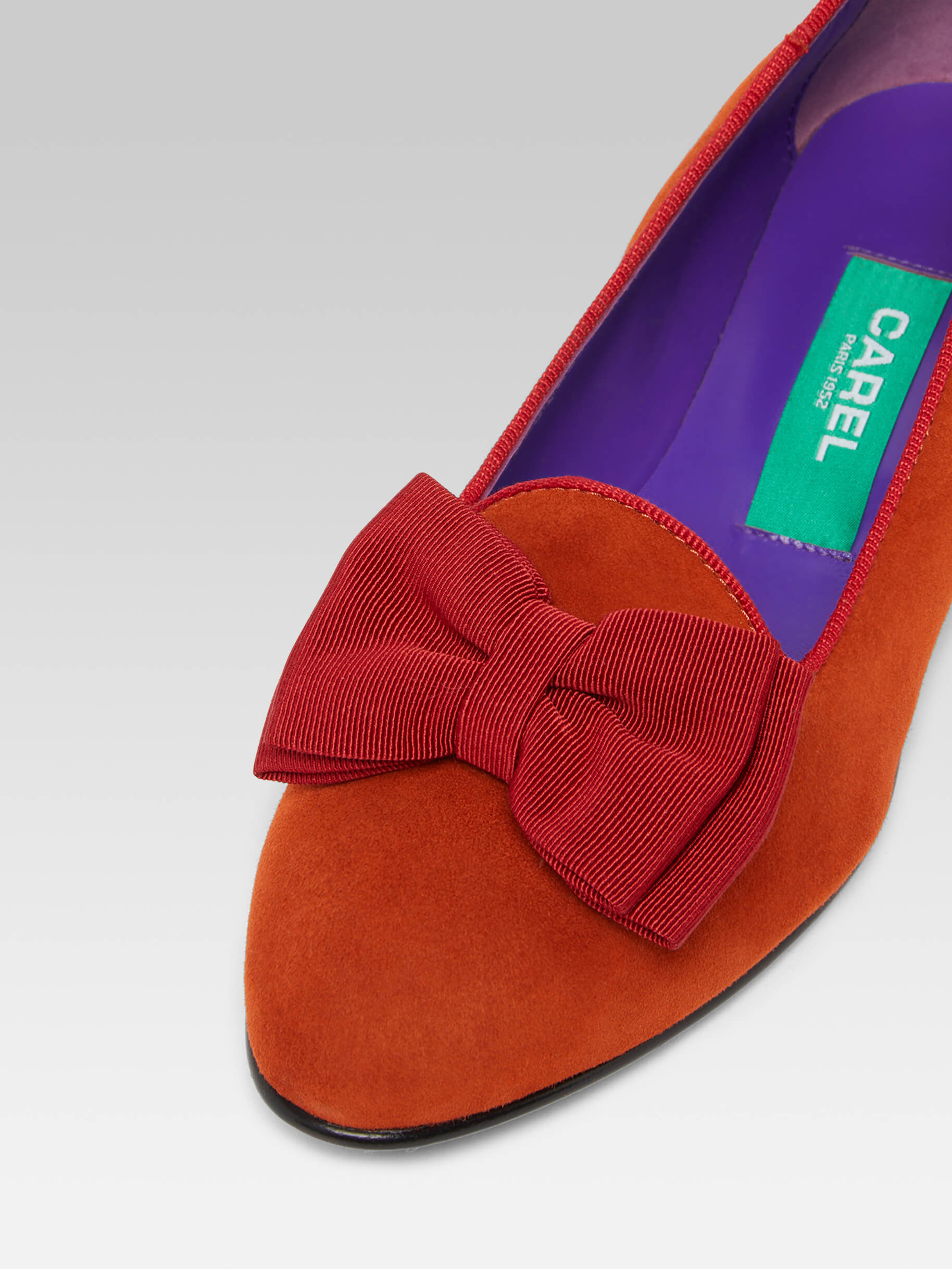 Marquis - Ballerines à noeud cuir velours upcyclé ocre - Image numéro 2