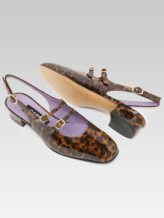Peche - Brown leopard patent leather slingback Mary Janes - Image number 5