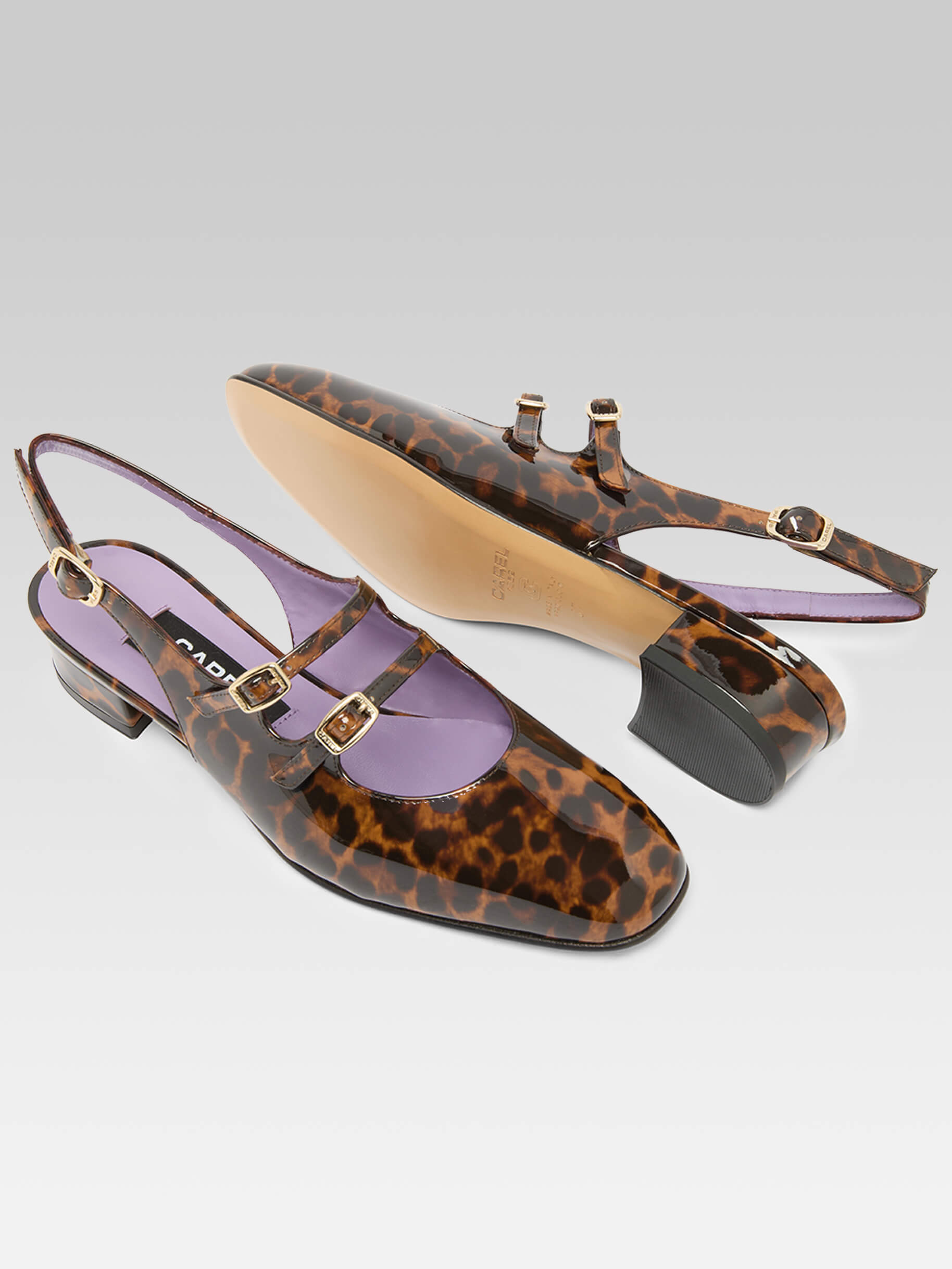 Peche - Babies slingback cuir verni léopard marron - Image numéro 5