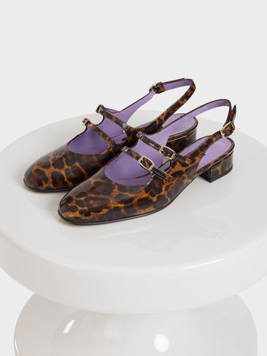 Peche - Brown leopard patent leather slingback Mary Janes - Image number 7