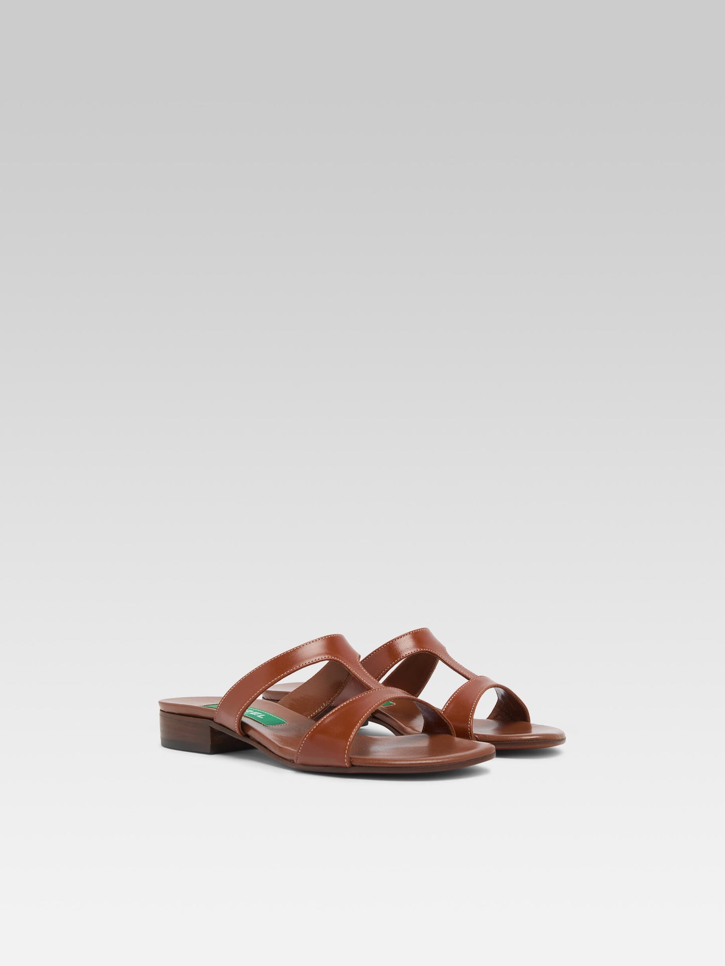 Leia - Mules cuir cognac upcyclé