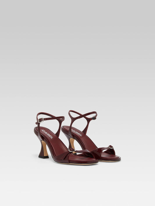 Celeste - Sandales à talons cuir verni bordeaux - Image numéro 4
