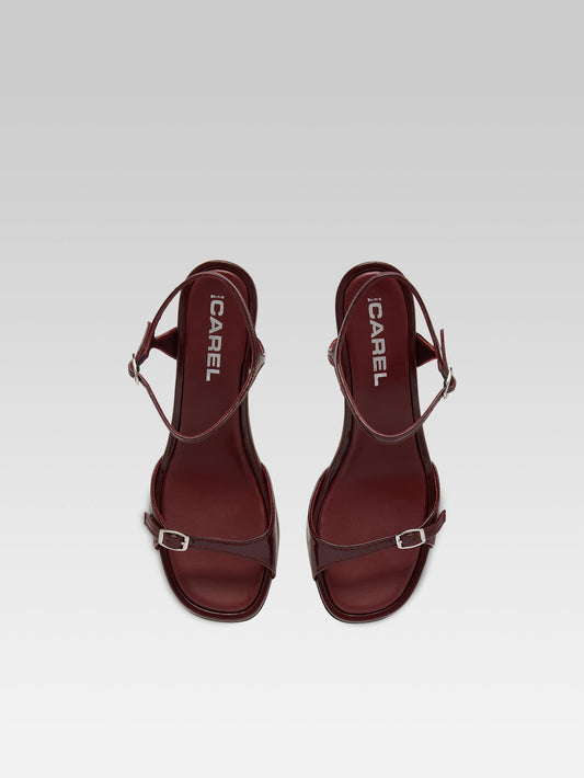 Celeste - Sandales à talons cuir verni bordeaux - Image numéro 3
