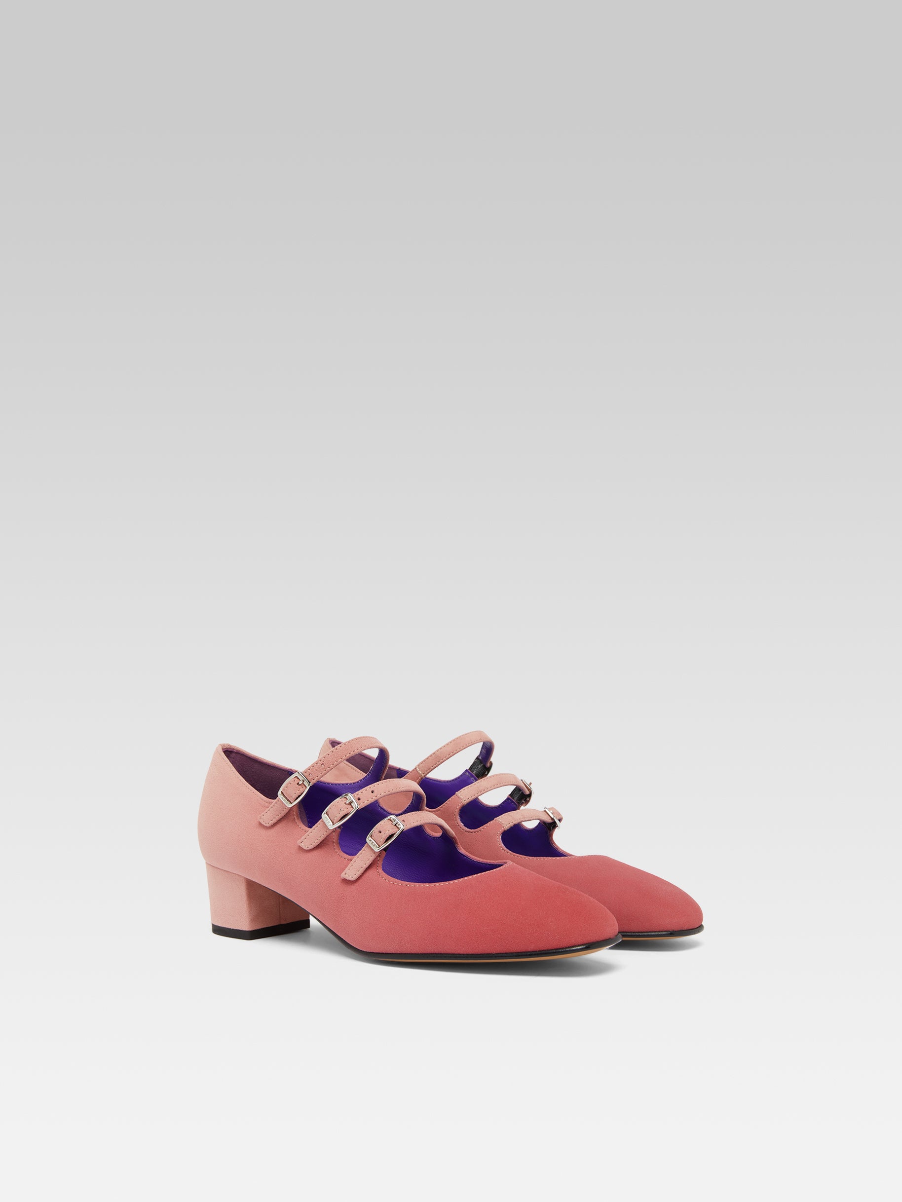Kina - Pink tie & dye upcycled suede leather Mary Janes pumps - Image number 4