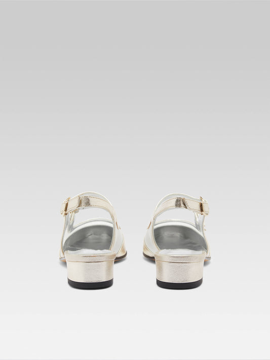 Peche night - Babies slingback cuir platine et résille - Image numéro 5