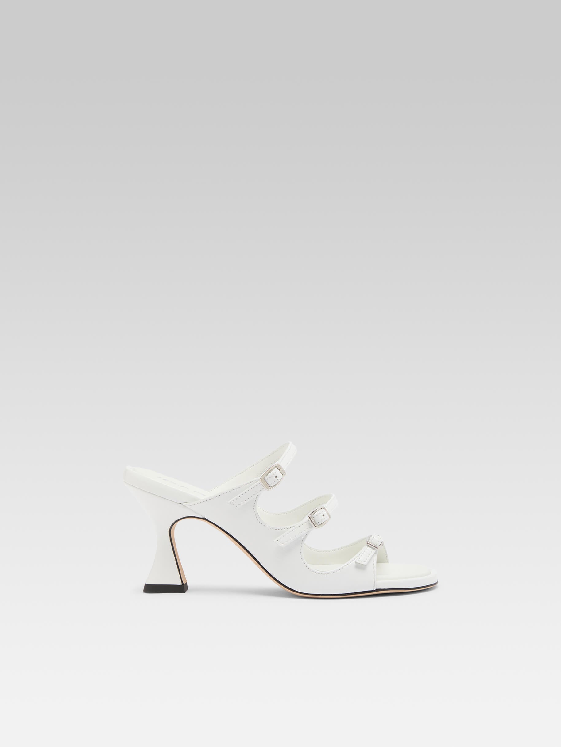Kitty - Mules cuir vernis blanc - Image numéro 1