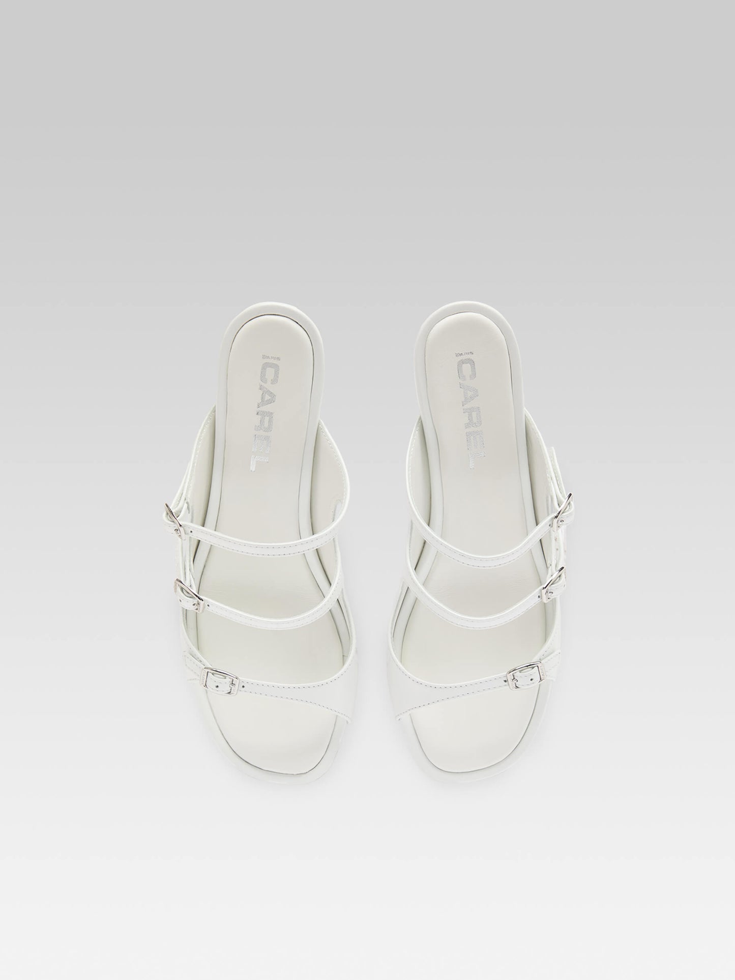 Kitty - Mules cuir vernis blanc