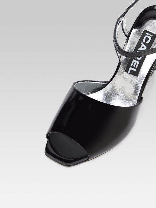 Nadine - Sandales à talons compensés cuir verni noir - Image numéro 2