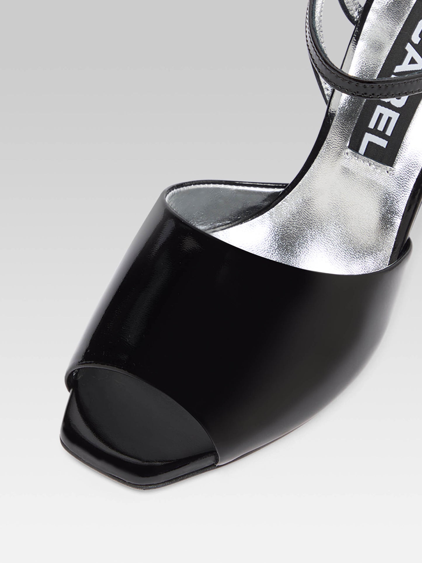 Nadine - Black patent leather wedge sandals