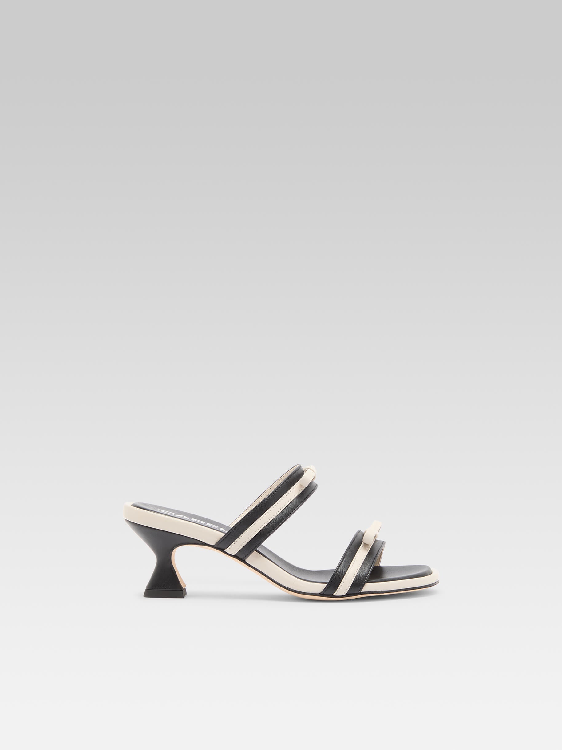 Luna - Mules à talons cuir noir et ivoire - Image numéro 1