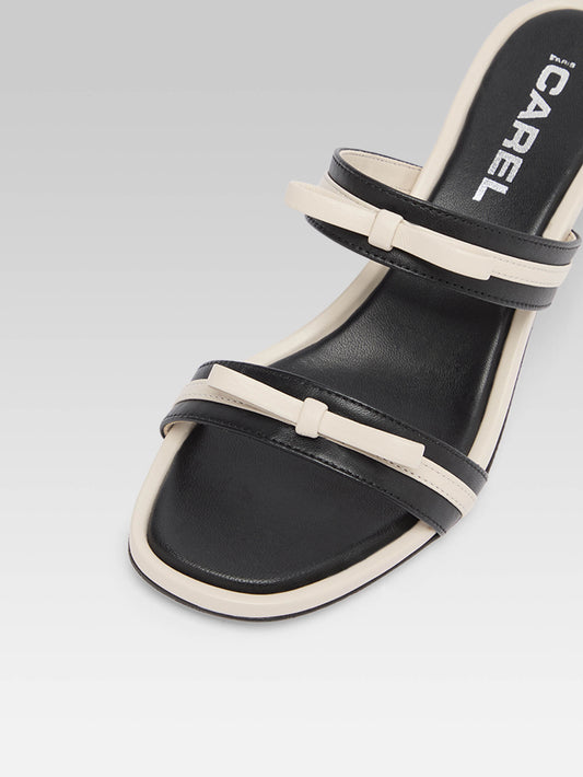 Luna - Black and ivory leather mules  - Image number 2