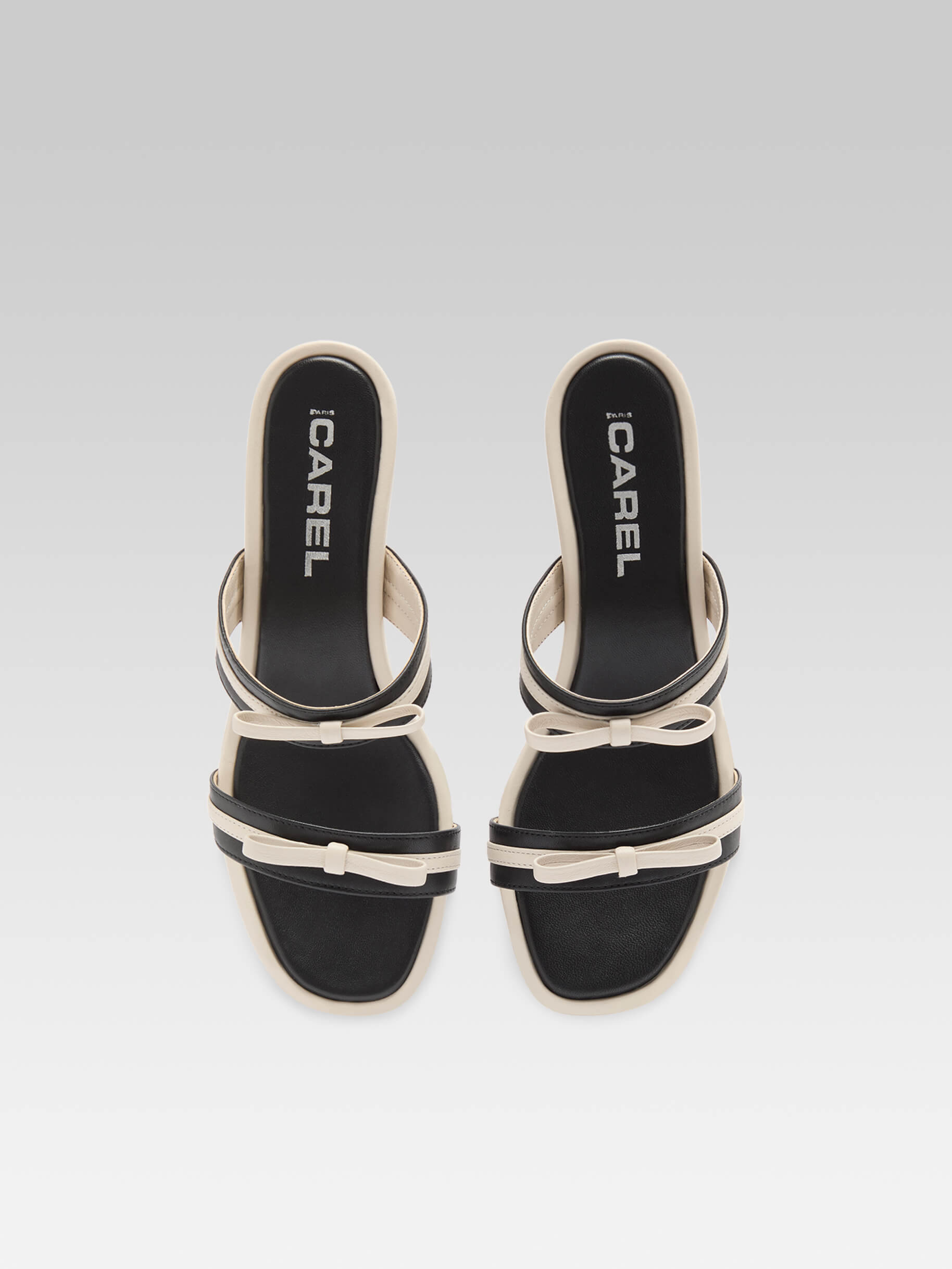 Luna - Mules à talons cuir noir et ivoire - Image numéro 3