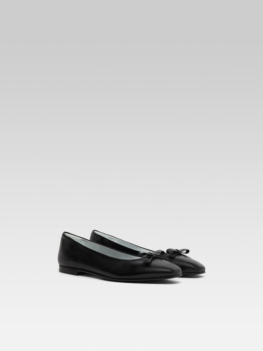Bella - Black leather ballet flats - Image number 4