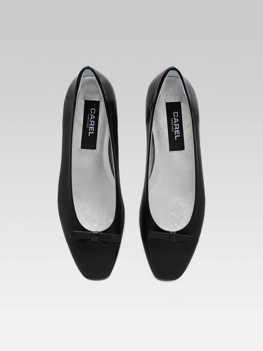 Bella - Black leather ballet flats - Image number 3