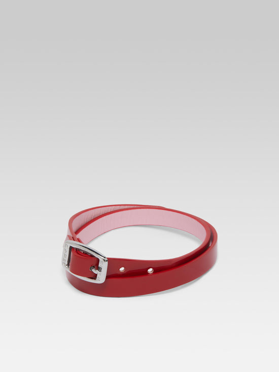 carel Bracelet - Cuir verni rouge upcyclé – Carel Paris
