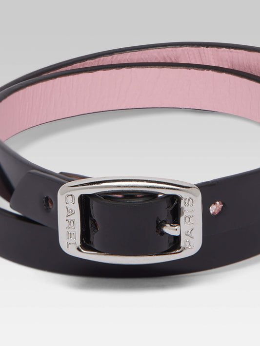 Bracelet - Cuir verni noir upcyclé - Image numéro 2