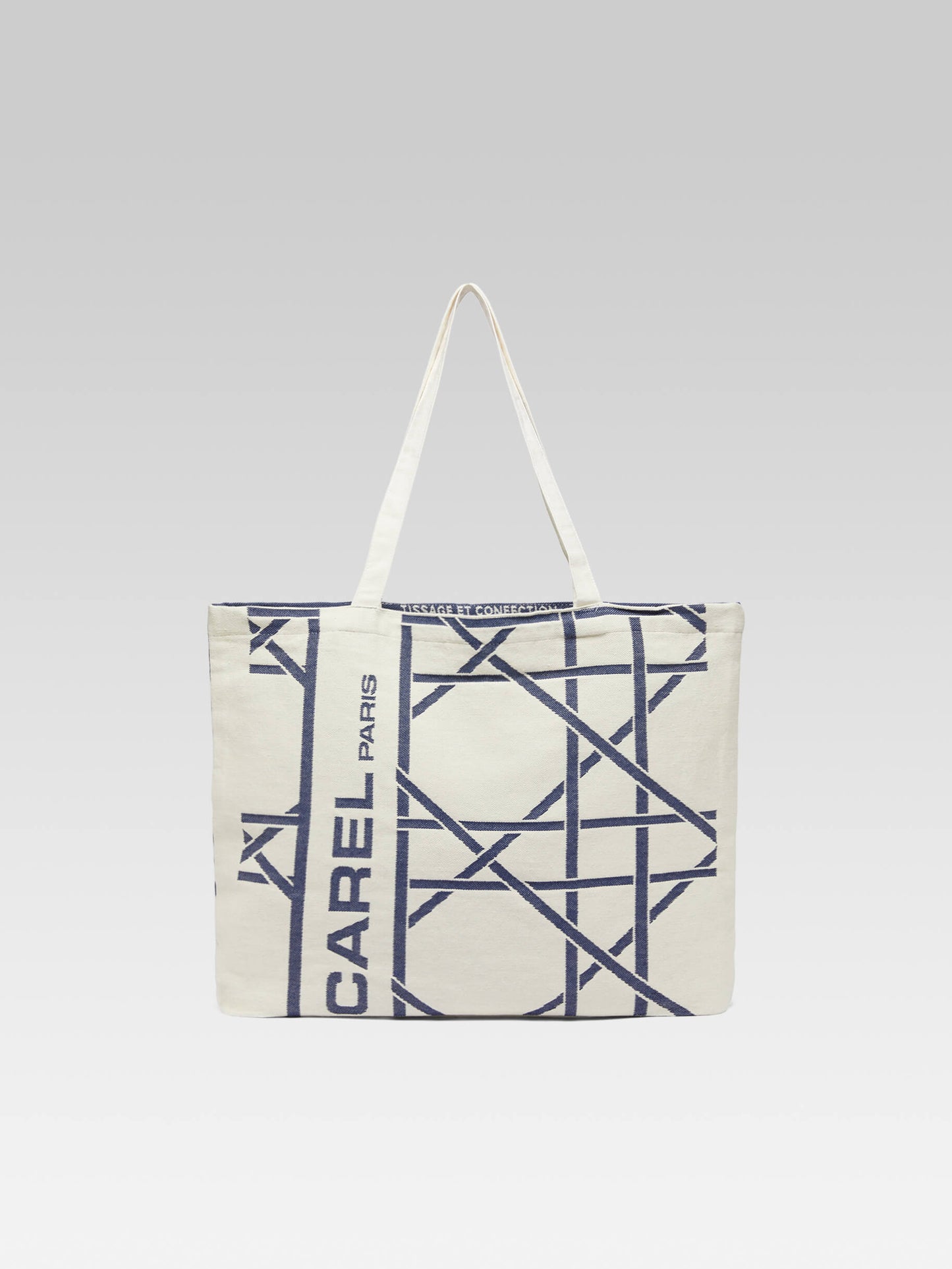 Tote bag - Sac monogramme bleu et écru tissage jacquard