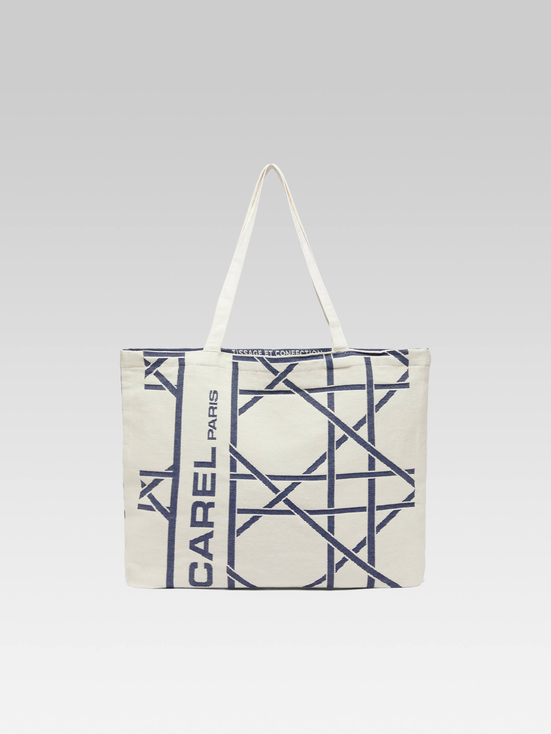 Tote bag - Sac monogramme bleu et écru tissage jacquard - Image numéro 2