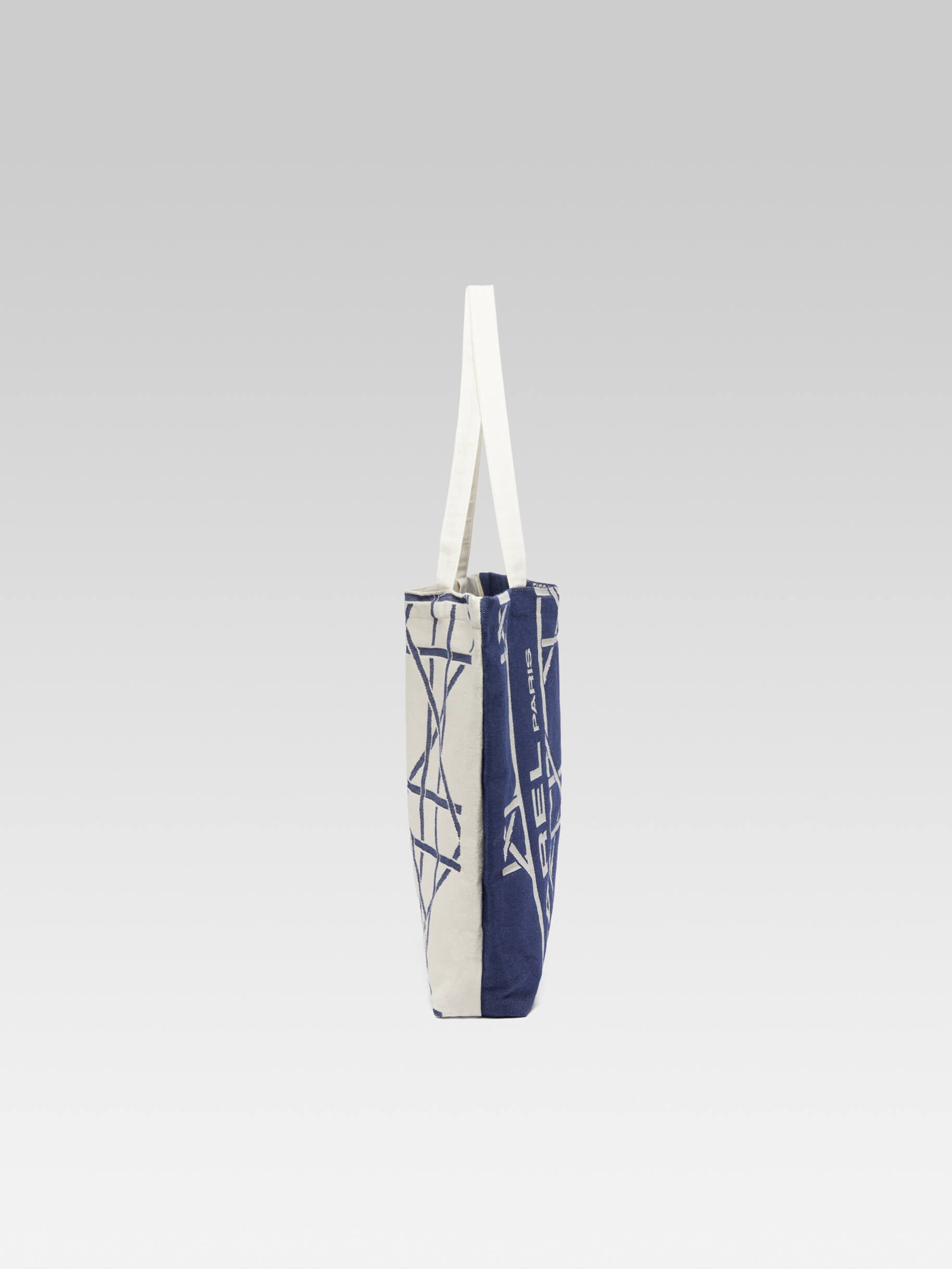 Tote bag - Sac monogramme bleu et écru tissage jacquard - Image numéro 3