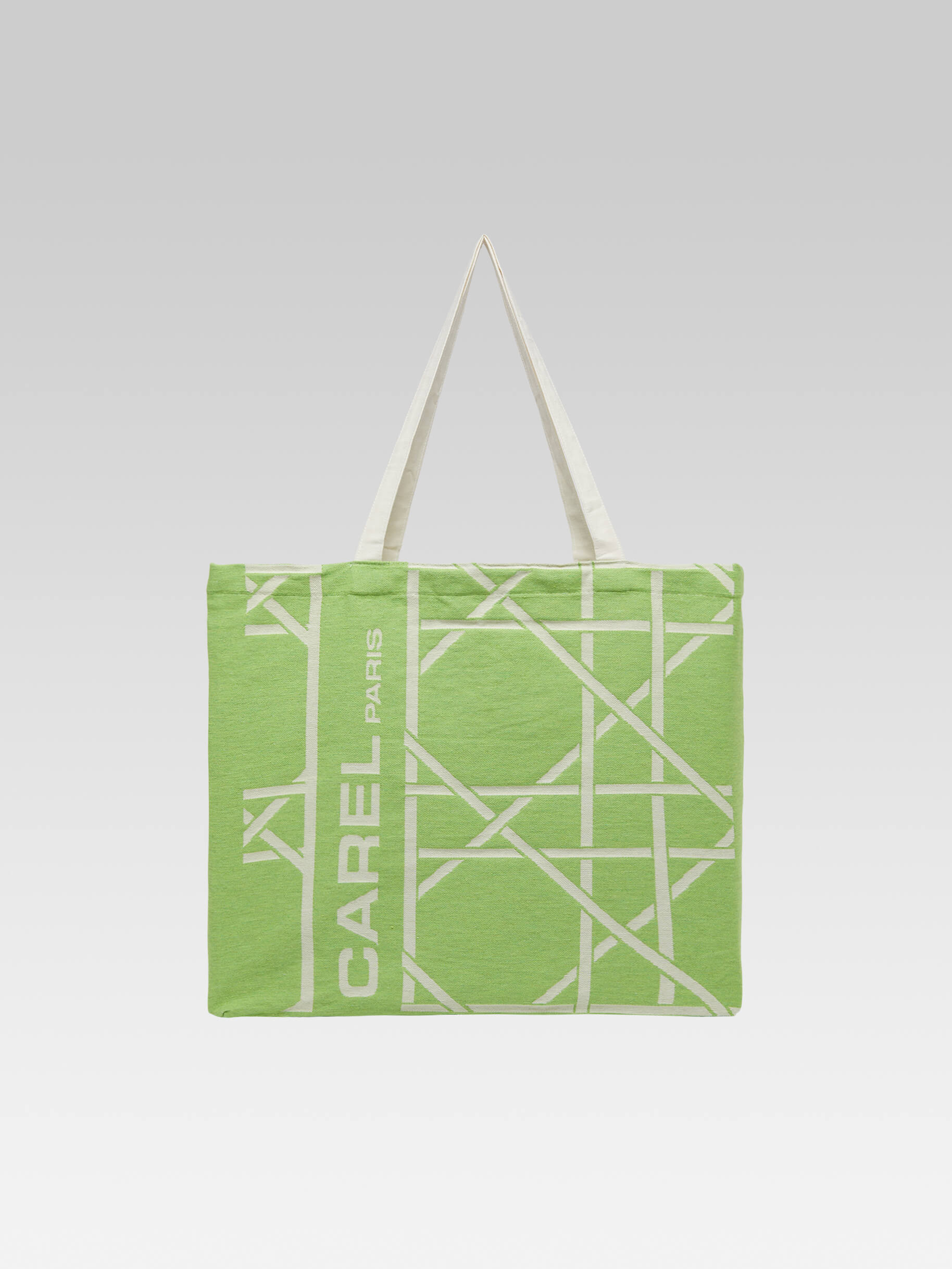 Tote bag - Sac monogramme vert et écru tissage jacquard