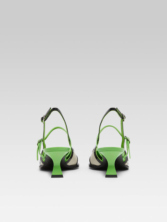 Cecile - Green and black patent leather slingback pumps - Image number 5