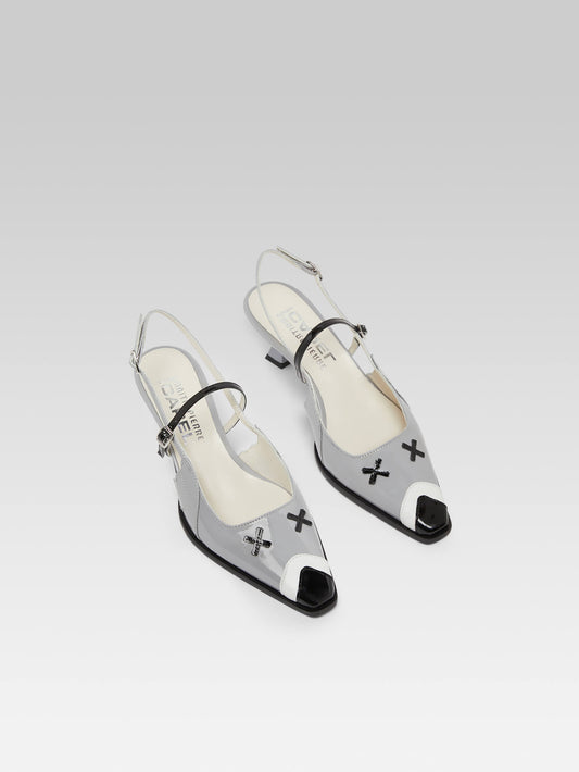 Pigeon - Grey patent leather slingback pumps - Image number 2