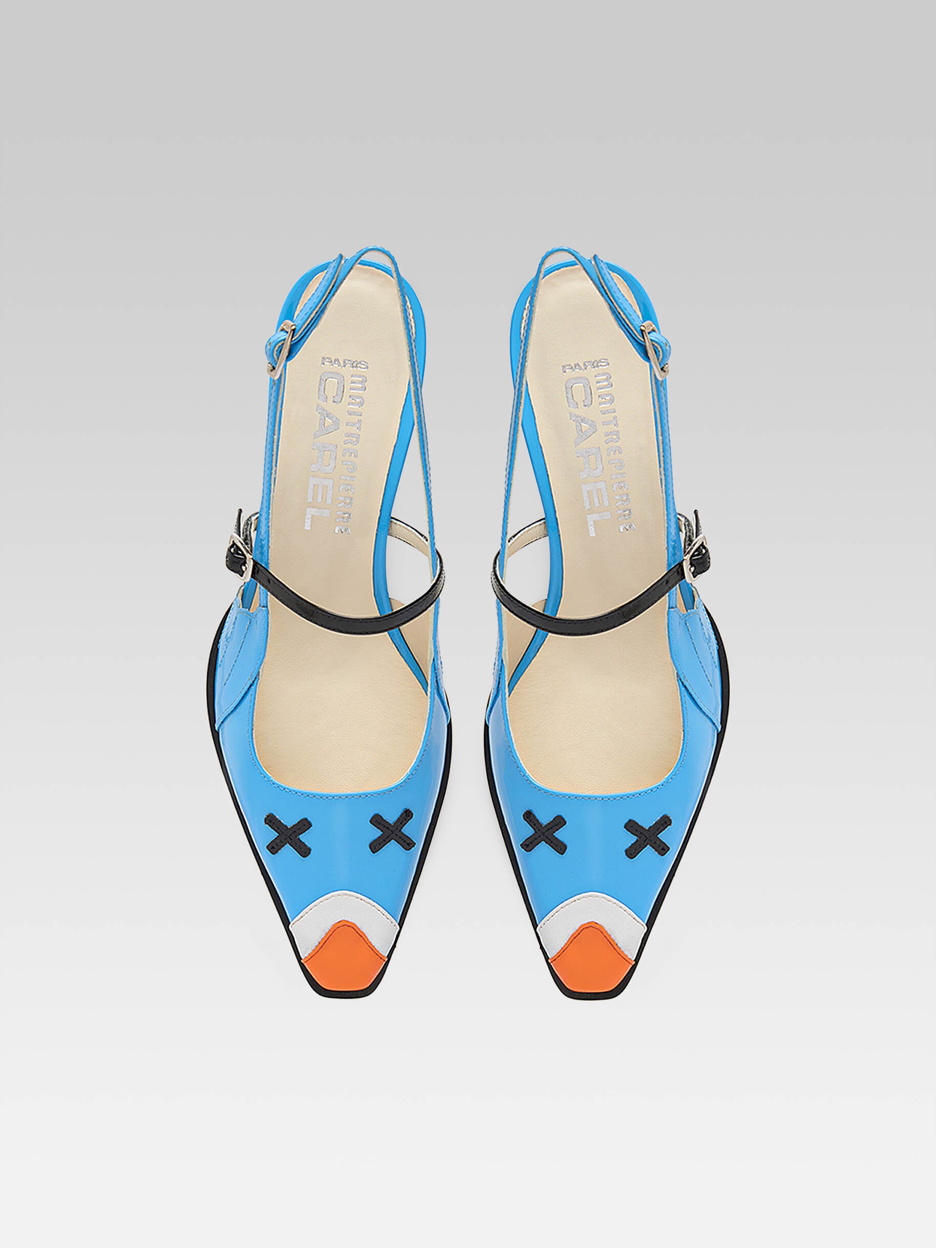Pigeon - Blue patent leather slingback pumps - Image number 4