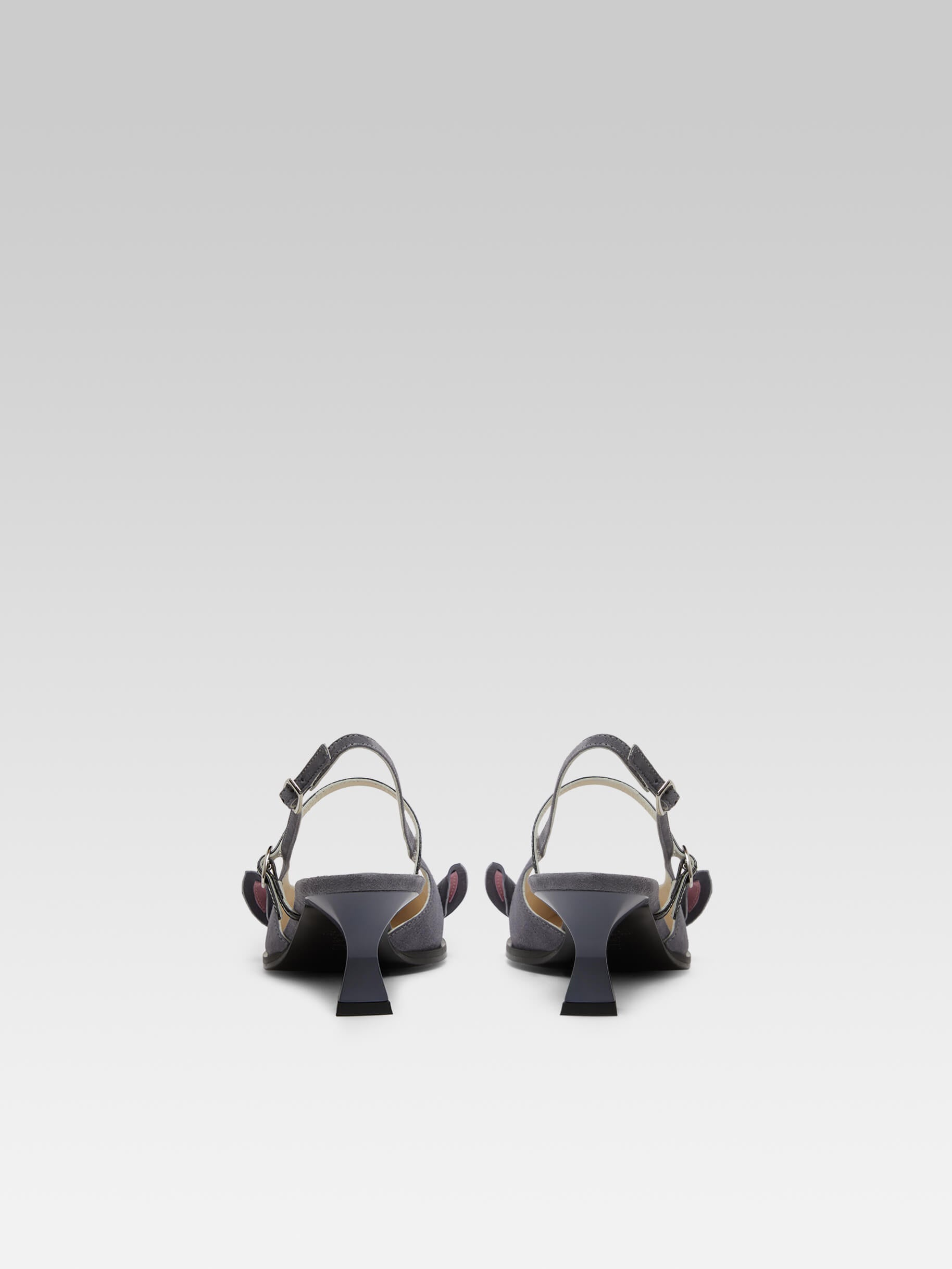 Souris - Grey suede leather slingback pumps - Image number 4