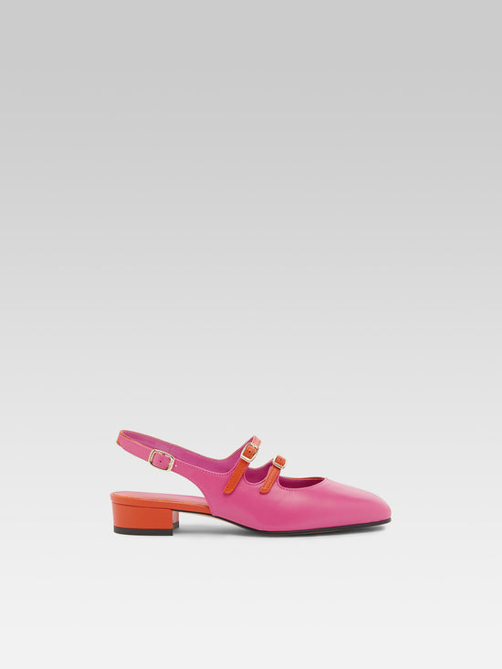 carel Peche Half - Babies slingback bicolore cuir verni rose et orange