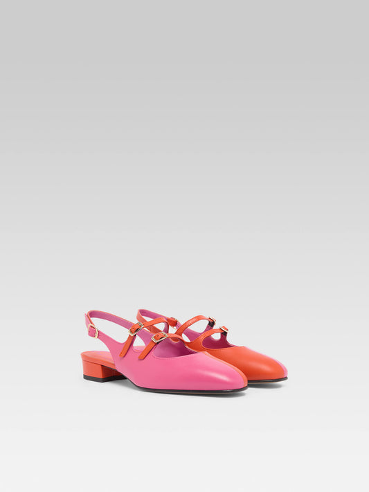 Peche Half - Babies slingback bicolore cuir rose et orange - Image numéro 5