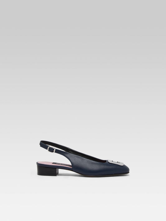 Coquelicot - Slingback cuir bleu marine bijou C - Image numéro 2