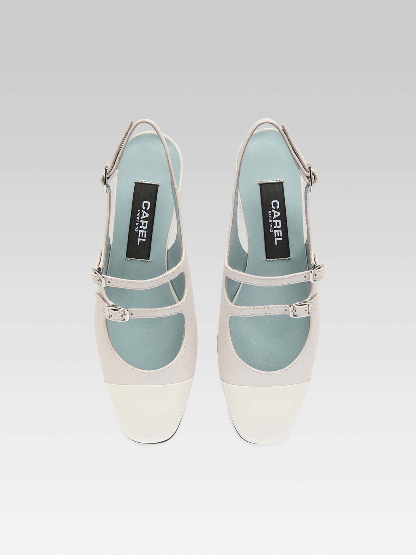 Abricot - Babies slingback cuir nude et cuir verni beige