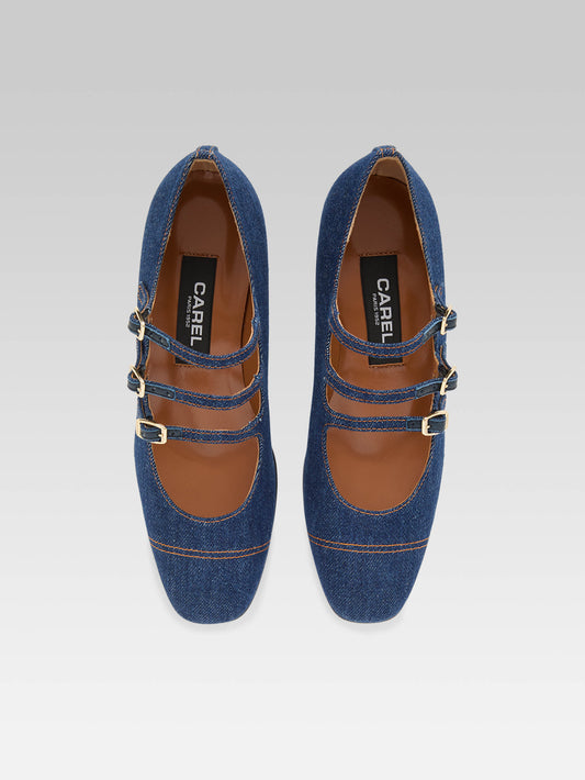 Kina - Escarpins babies tissu jean brut - Image numéro 4