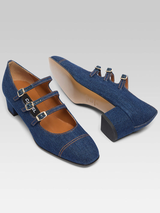 Kina - Raw denim fabric Mary Janes pumps - Image number 6