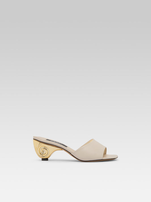 Naiade - Ivory leather mules with shell heel - Image number 1