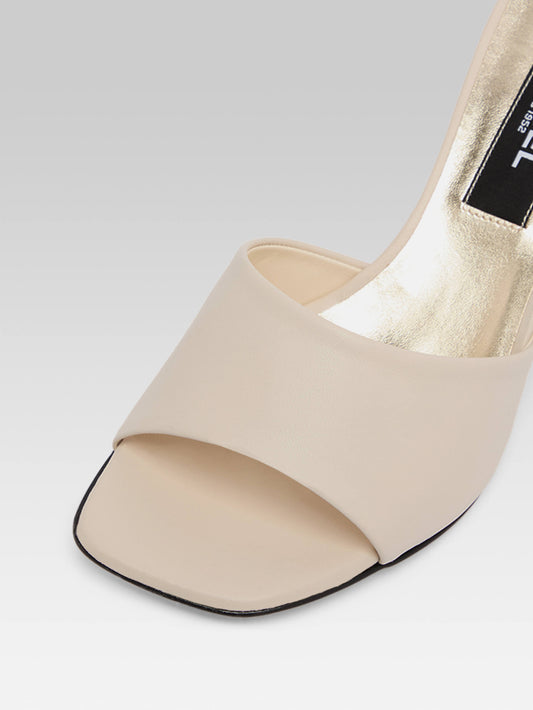 Naiade - Ivory leather mules with shell heel - Image number 6
