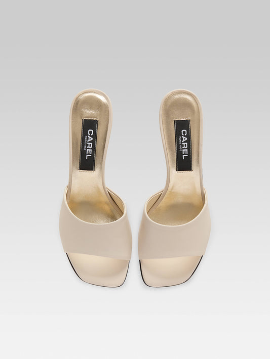 Naiade - Ivory leather mules with shell heel - Image number 4