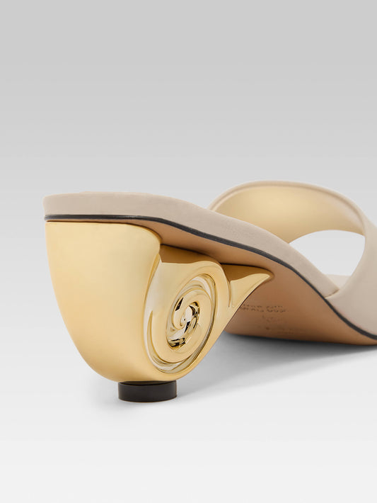 Naiade - Ivory leather mules with shell heel - Image number 2