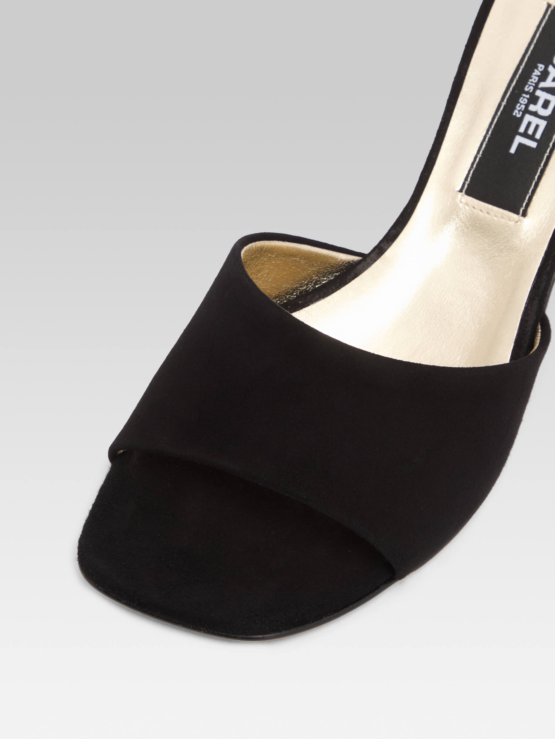 Naiade - Mules cuir velours noir talon coquillage - Image numéro 4